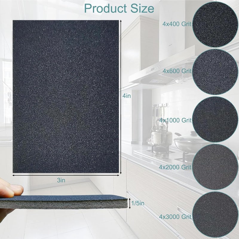 SACKORANGE 20 PCS 3 x 4 Inch 400-3000 Grit Sanding Sponge Set, Ultra Fine Sanding Sponges Pads, Soft Foam Hand Sander Block Wet Dry Sandpaper for Model Drywall Metal Wood Furniture Polishing - Image 2